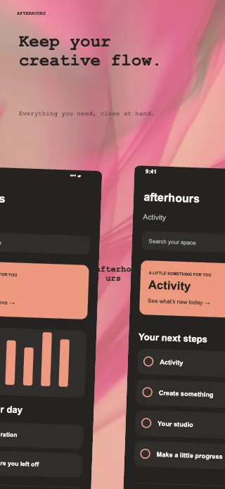 Afterhours screenshot design: Cutout duo