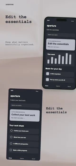 Aperture screenshot design: Left column