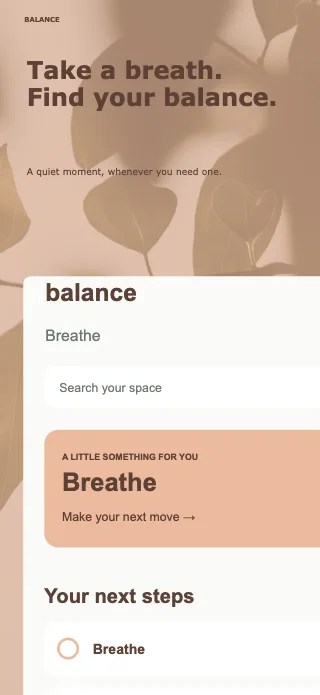 Balance screenshot design: Close-up