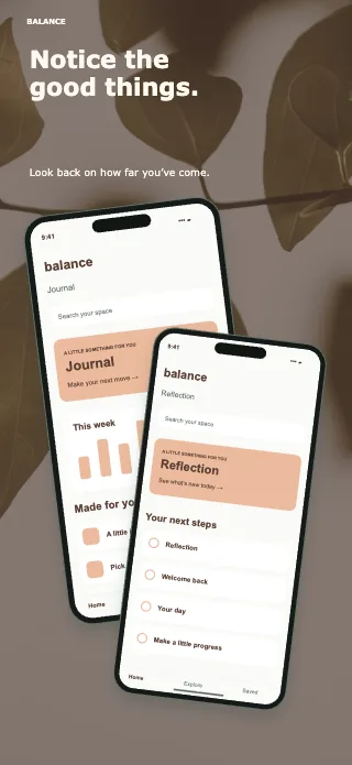 Balance screenshot design: Offset stack