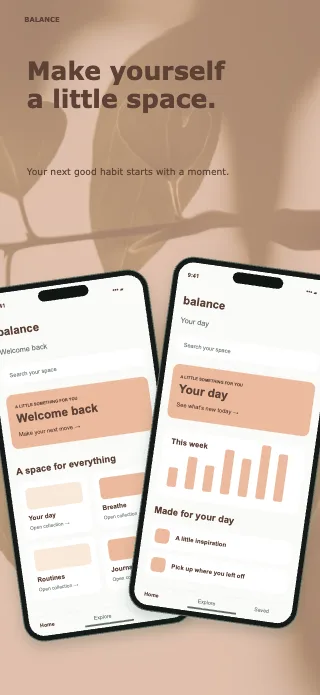 Balance screenshot design: Paired perspectives