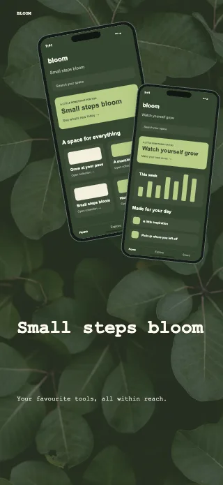 Bloom screenshot design: Top showcase