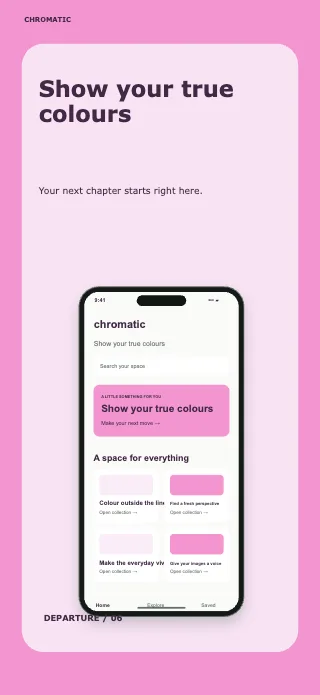 Chromatic screenshot design: Departure ticket