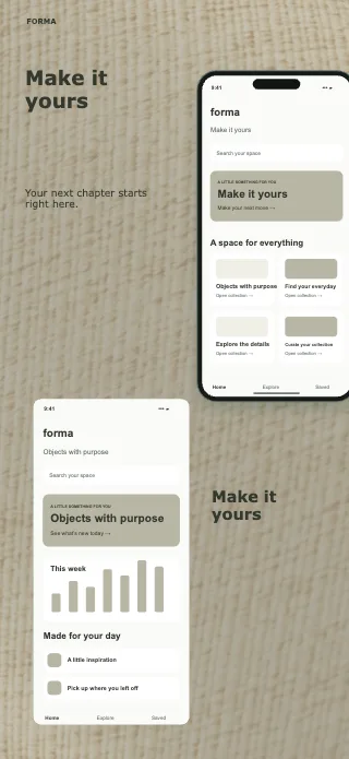 Forma screenshot design: Left column