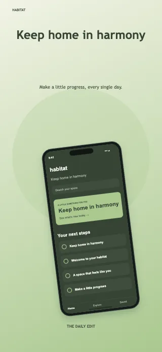 Habitat screenshot design: Daily menu