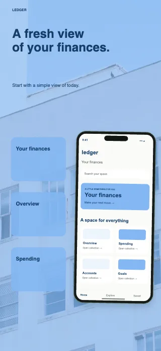 Ledger screenshot design: Feature stack