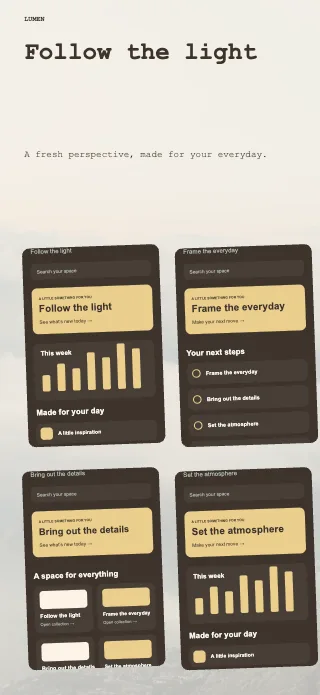 Lumen screenshot design: Screen mosaic