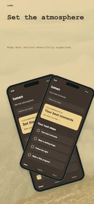 Lumen screenshot design: Crossing screens