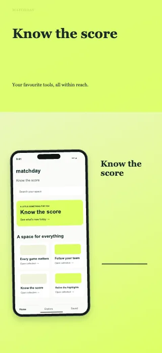 Matchday screenshot design: Fresh ledger
