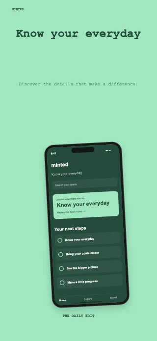 Minted screenshot design: Daily menu