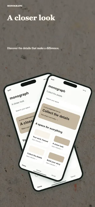 Monograph screenshot design: Crossing screens