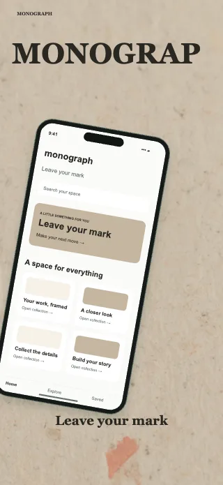 Monograph screenshot design: Poster