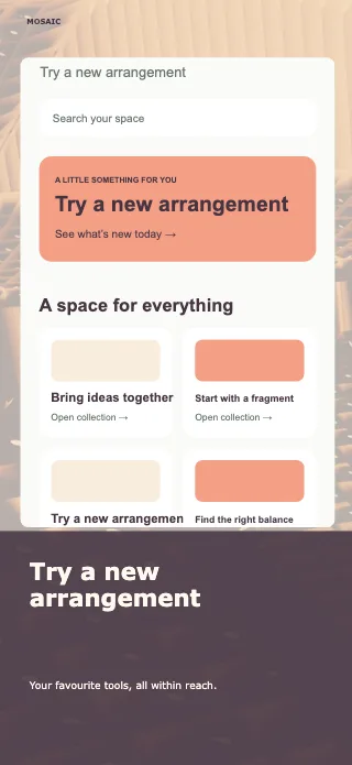 Mosaic screenshot design: Screen story