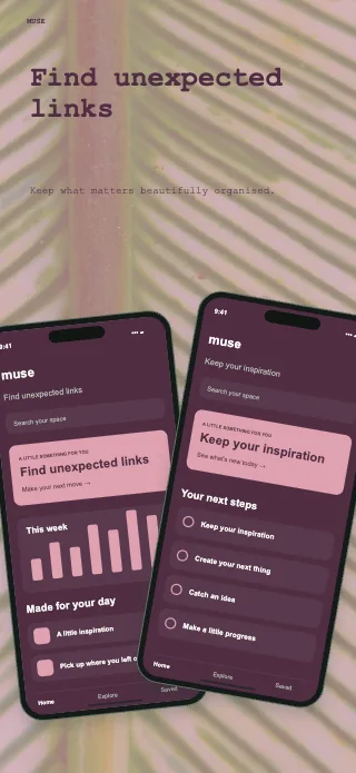 Muse screenshot design: Paired perspectives
