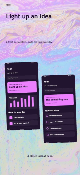 Neon screenshot design: Gallery