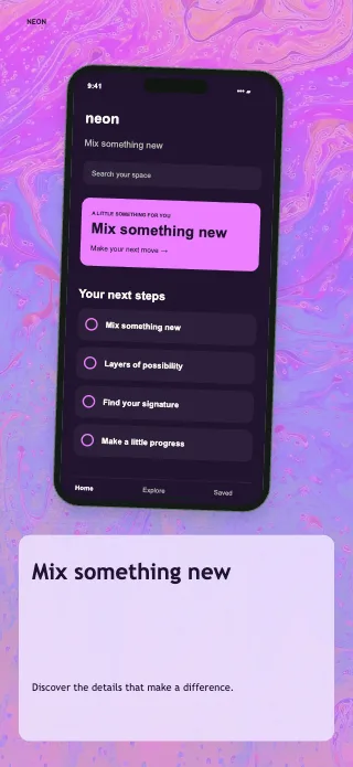 Neon screenshot design: Bottom caption