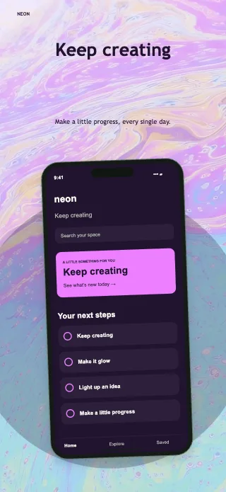 Neon screenshot design: Spotlight