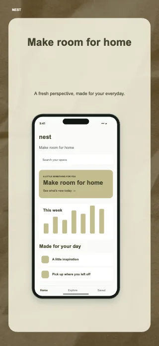 Nest screenshot design: Framed story