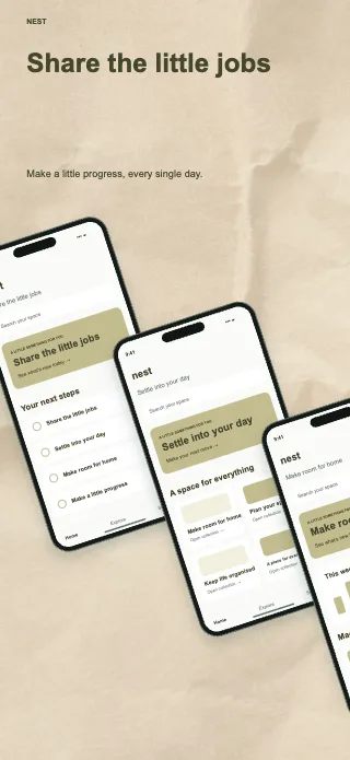 Nest screenshot design: Diagonal cascade