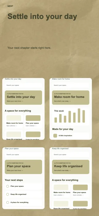Nest screenshot design: Screen mosaic