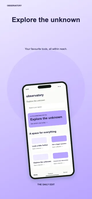 Observatory screenshot design: Daily menu