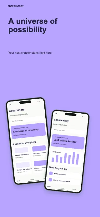 Observatory screenshot design: Community
