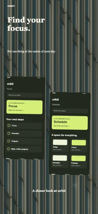 Orbit screenshot design: Gallery