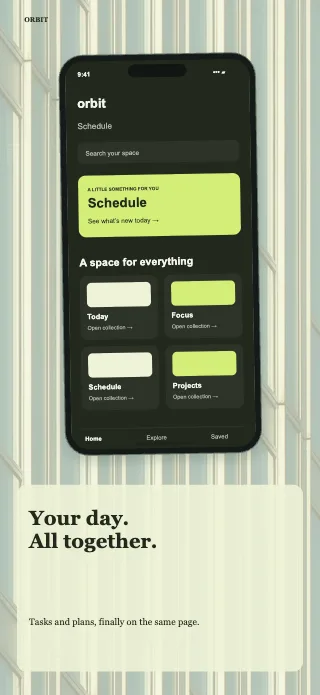 Orbit screenshot design: Bottom caption