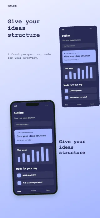 Outline screenshot design: Blueprint grid