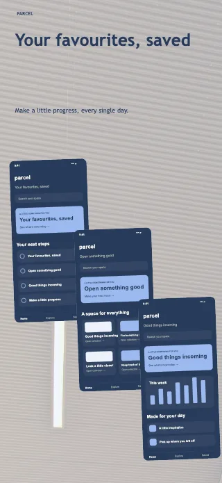 Parcel screenshot design: Stepped gallery