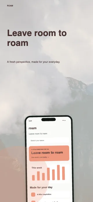 Roam screenshot design: Low horizon