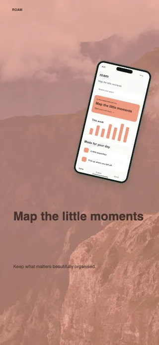 Roam screenshot design: Landscape strip