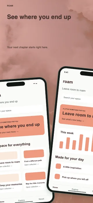 Roam screenshot design: Oversized pair