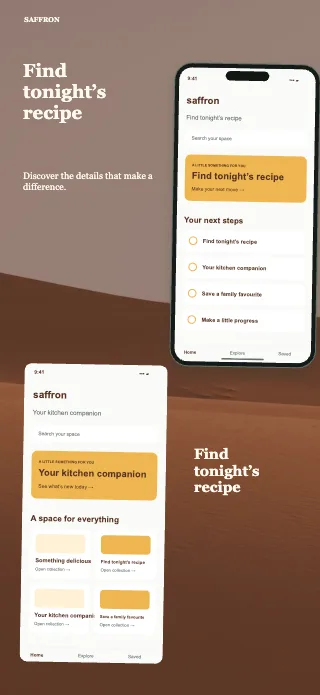 Saffron screenshot design: Left column