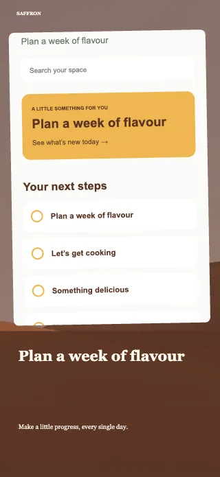 Saffron screenshot design: Screen story