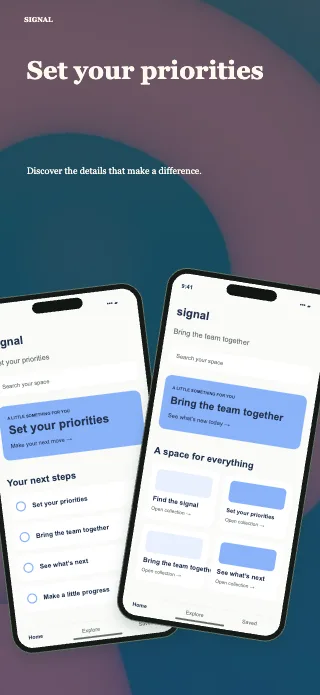 Signal screenshot design: Paired perspectives
