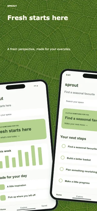 Sprout screenshot design: Oversized pair