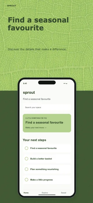 Sprout screenshot design: Colour block