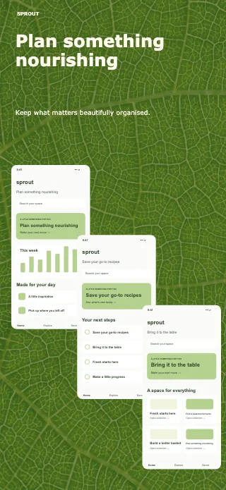 Sprout screenshot design: Stepped gallery