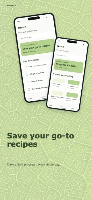 Sprout screenshot design: Top showcase