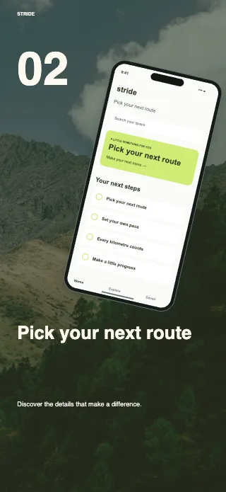 Stride screenshot design: Cover story