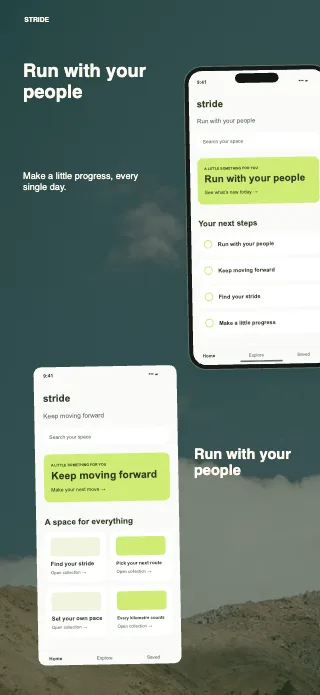Stride screenshot design: Left column