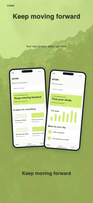Stride screenshot design: Centered diptych