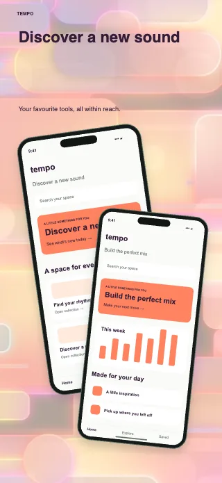 Tempo screenshot design: Offset stack