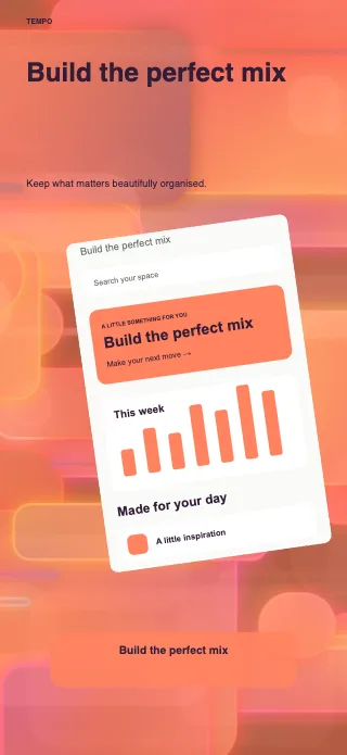 Tempo screenshot design: Floating detail