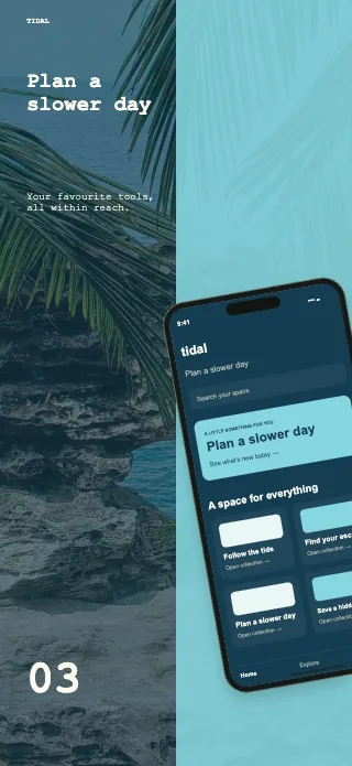 Tidal screenshot design: Editorial split
