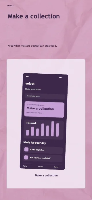 Velvet screenshot design: Museum mount