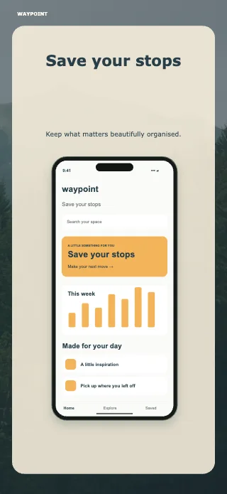 Waypoint screenshot design: Framed story